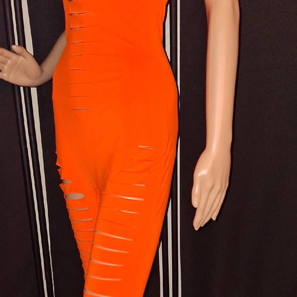 Fashion Nova Vibrant Orange Cut-Out Jumpsuit - Picture 3 of 4